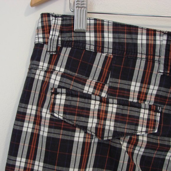 Plaid  Shorts Mens Navy White Plaid Flat Front Shorts Size 32 - Picture 9 of 11